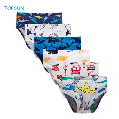 Calzoncillos para niños pequeños Dinosaur Truck Ropa interior triangular para niños (paquete de 6)